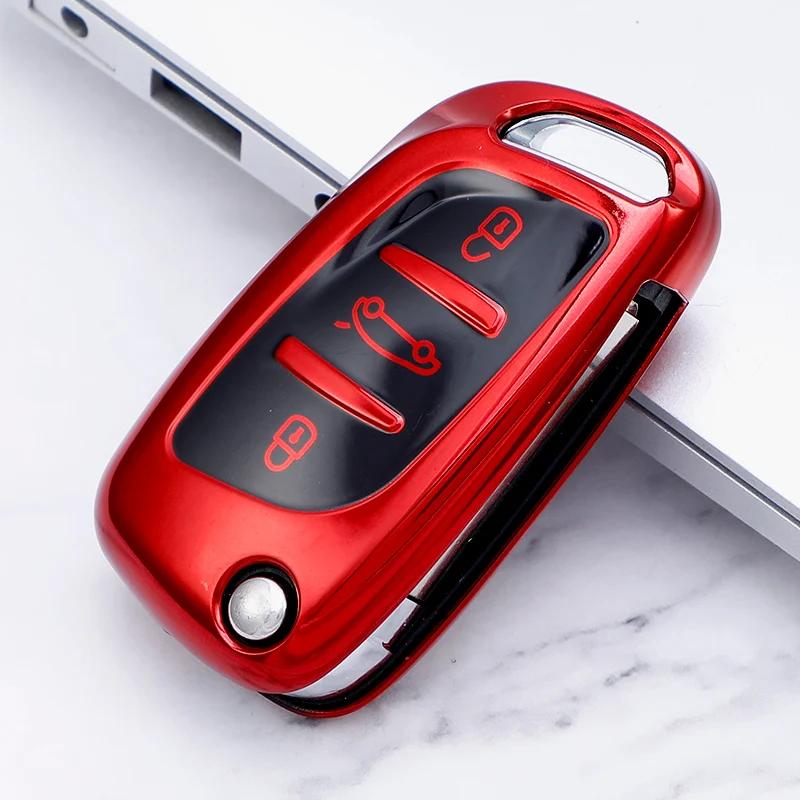 New Soft TPU 3 Button Car Fold Key Case Full Cover for Peugeot Citroen C1 C2 C3 C4 C5 DS3 DS4 DS5 DS6 Auto Key Shell Accessories