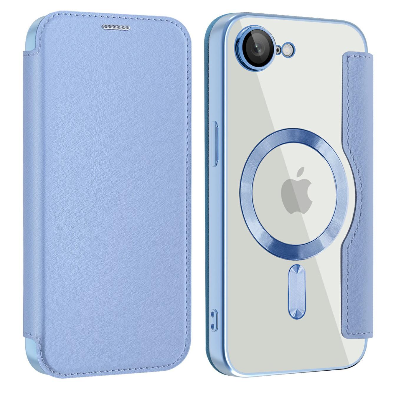 

Чехол для iPhone 16e, совместимый с кожаным чехлом MagSafe RFID Blocking Phone Cover Blue