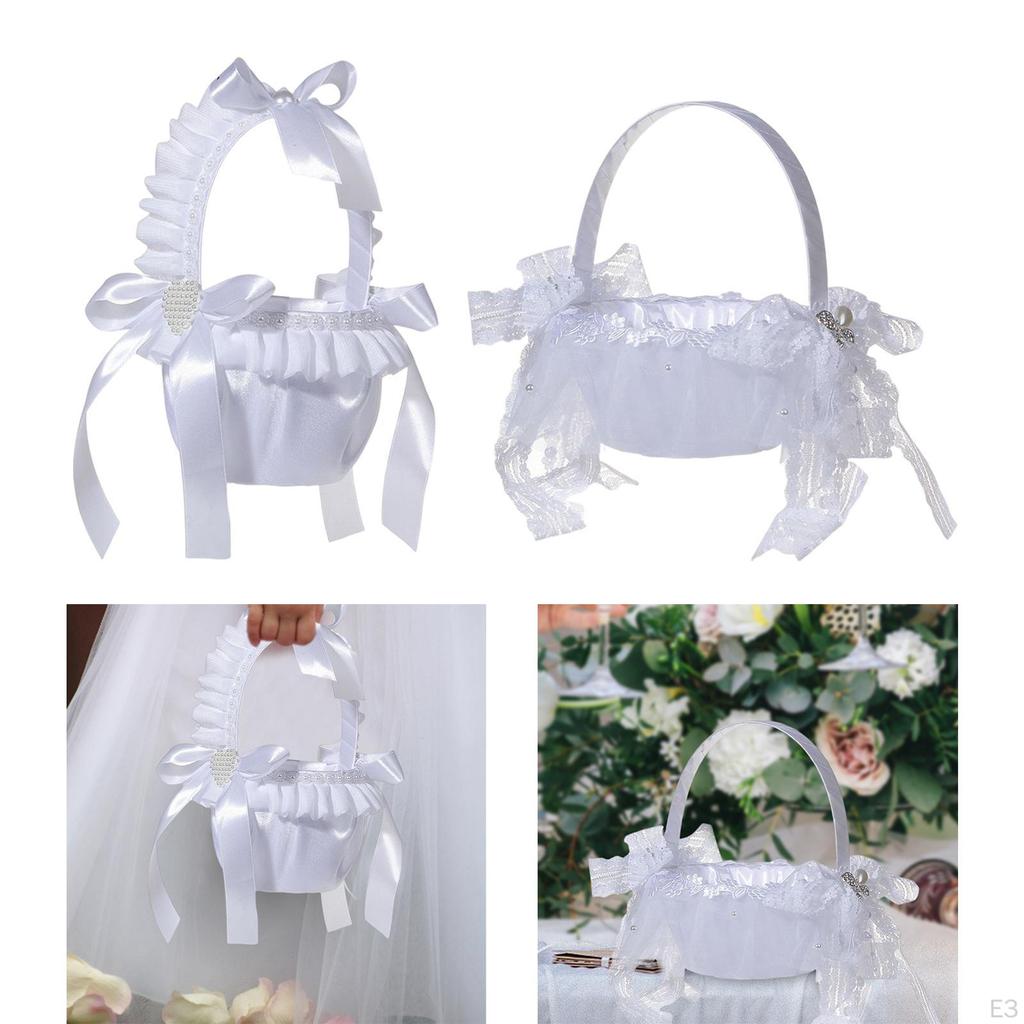Elegant Flower Girl Baskets, Bridal Accessories ,Candy Gift Bag Storage Handbasket ,Wedding