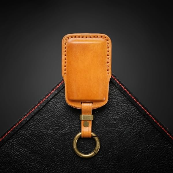 with New Mazda CX8 CX5 CX30 MX30 CX60 Roadster Genuine Leather Key Case Leather Key Cover Mazda3 Mazda6 Smart Key Case Accessory 3D Luxury Camel 3