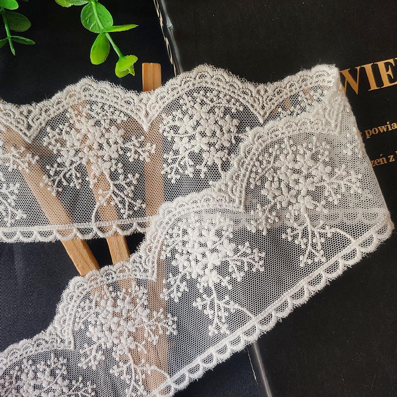 3Meters/lot 6.7cm wide white beige snowflake mesh embroidery lace children's clothing home textile women's clothing skirt decoration accessories