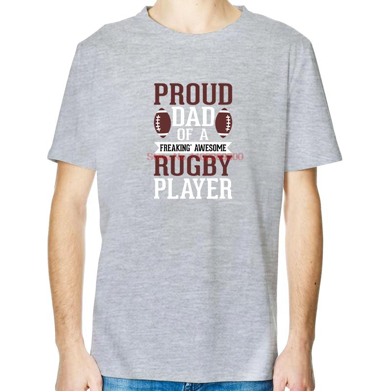 Proud Dad Of A Rugby Player Fashion Tees Tops Cotton New Shirts And TShirts Casual Unisex Streetwear Round Neck TShirt
