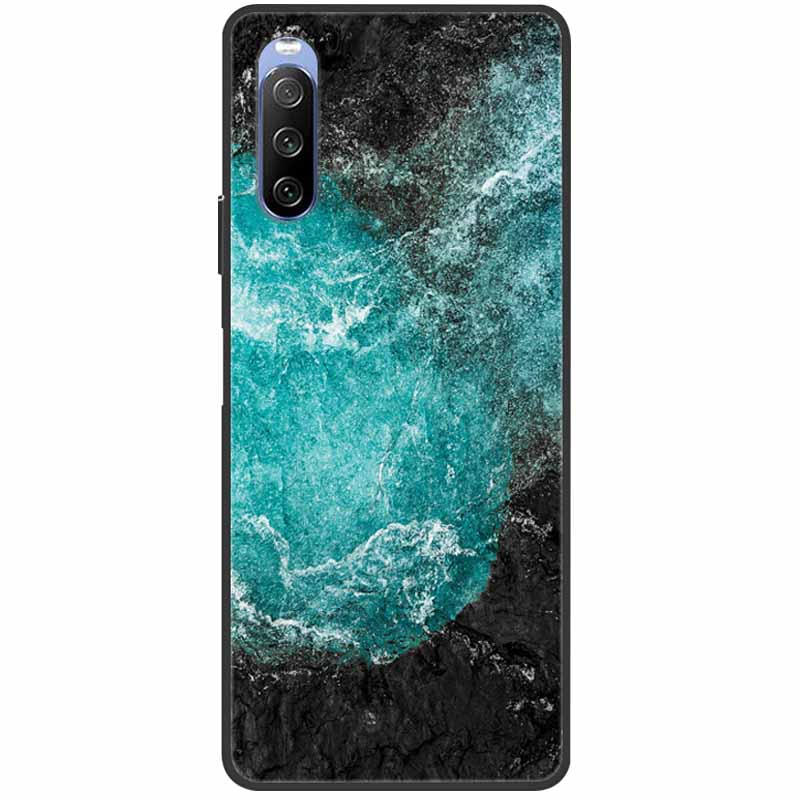 Soft Cover For Sony Xperia 10 III Case 5 III Soft Silicone Black Cases for Sony Xperia 1 III / Xperia1 XZ4 Covers Cool Marble