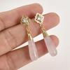 Gold-Plated Amethyst Rose Quartz Tiger's Eye Teardrop Pendant Earrings Necklace Accessory
