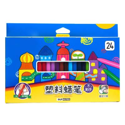 24Pcs Plastic Crayons Assorted Colors Erasable Strong Triangular Shape Colored Crayons for Painting Drawing