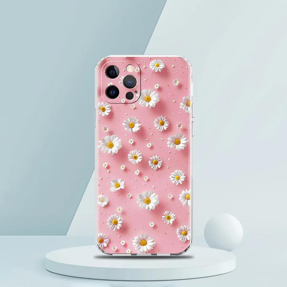 Soft TPU Transparent Phone Case Cover for iPhone 16 15 14 13 12 11 Pro Max XR 8 7 Plus XR Shell Small Flower Stars Pattern Bags
