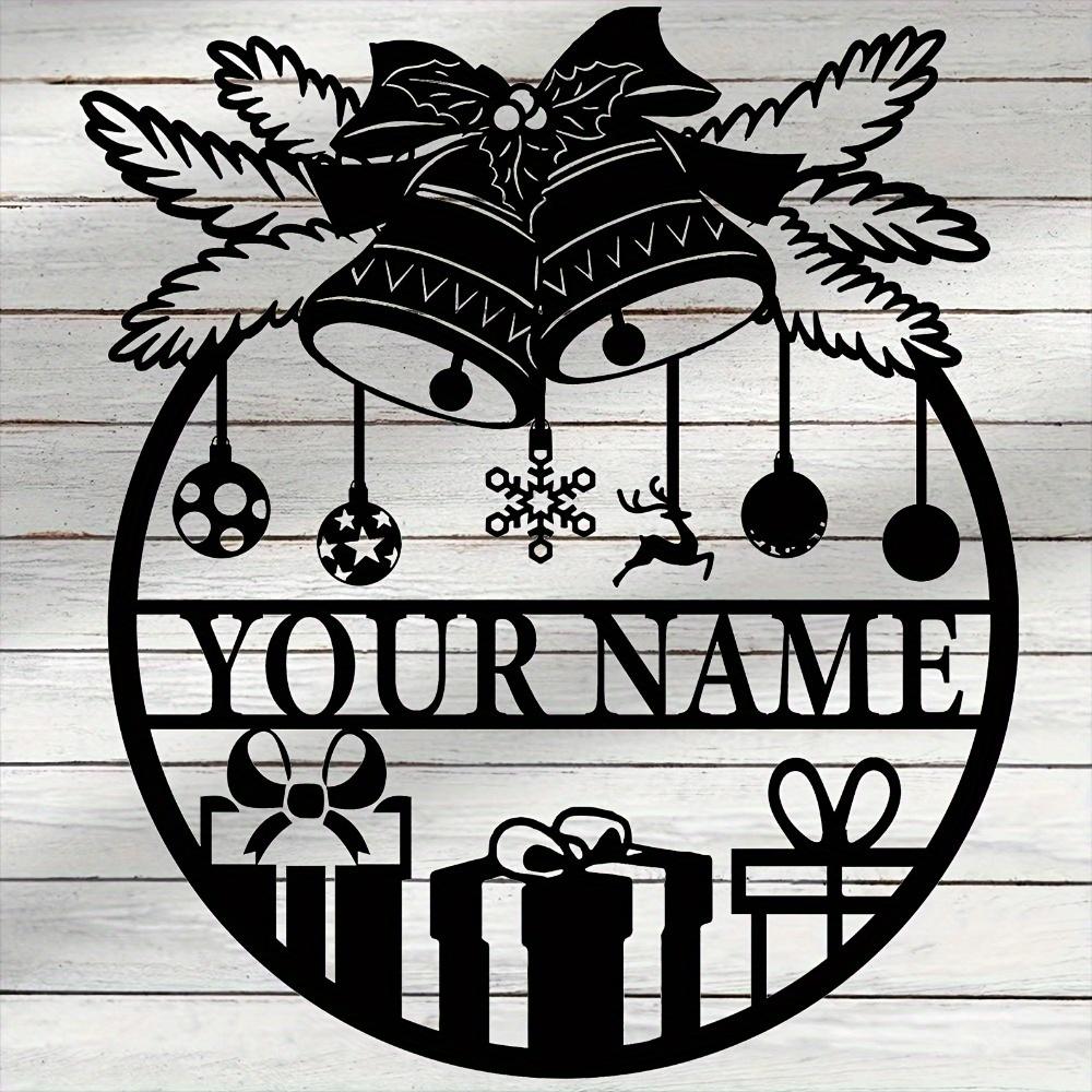 Customizable Christmas Metal Wall Art Family Name Festive Outdoor Decor Doorway Garden Holiday Sign
