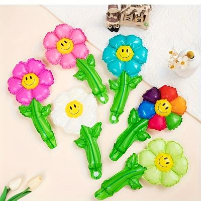 30 Handheld Daisy Balloons, 14.17 Inches High, Self Sealing Aluminum Foil Balloons, Suitable for Birthday Decoration, Etc