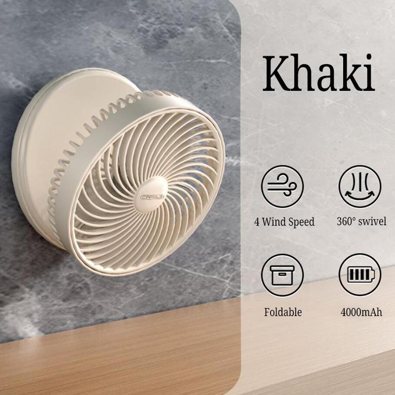 

Настольный вентилятор Четвертая скорость вентилятора Складной Настенный вентилятор Вращение на 360 градусов Перезаряжаемый электрический вентилятор 4000 мАч Бытовой темные хаки
