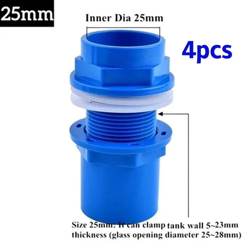 2pcs PVC Connectors 20/25/32mm for Fish Tank Drainage and Garden Pipe, Aquarium Outlet Connector