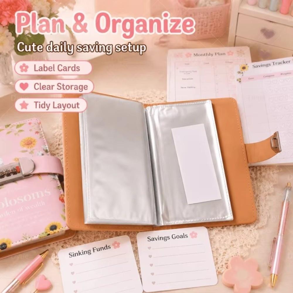 Double-sided Money Organizer Lockable Cash Envelope Travel Sunflower Print Budget Binder  Office