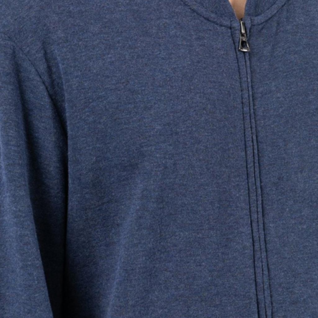 Suéter de Malha com Zíper Frontal Sólido com Logotipo Polo Ralph Lauren Masculino Azul 710842844-002