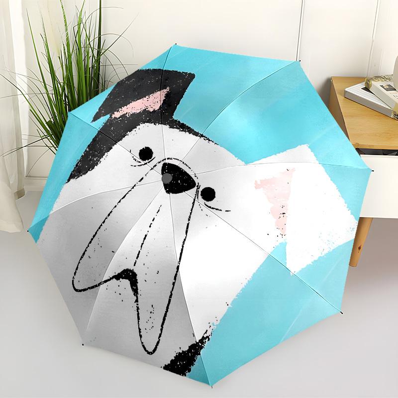 

1PC Puppy Face Automatic Folding Umbrella - Compact 8-Rib Design, Durable Plastic & Iron, Lightweight for Outdoor Daily Use, Festive Gift006