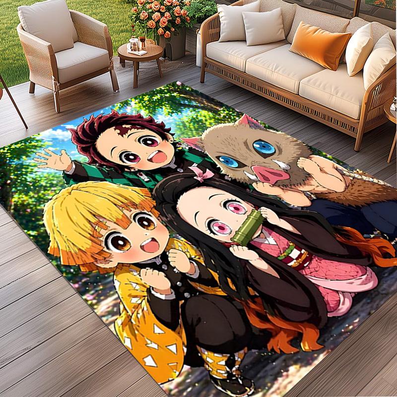 Demon Slayer Print Rug, Washable Floor Carpet, For Entryway Dorm Laundry Room Office Study, Home Decor Birthday Christmas Gift