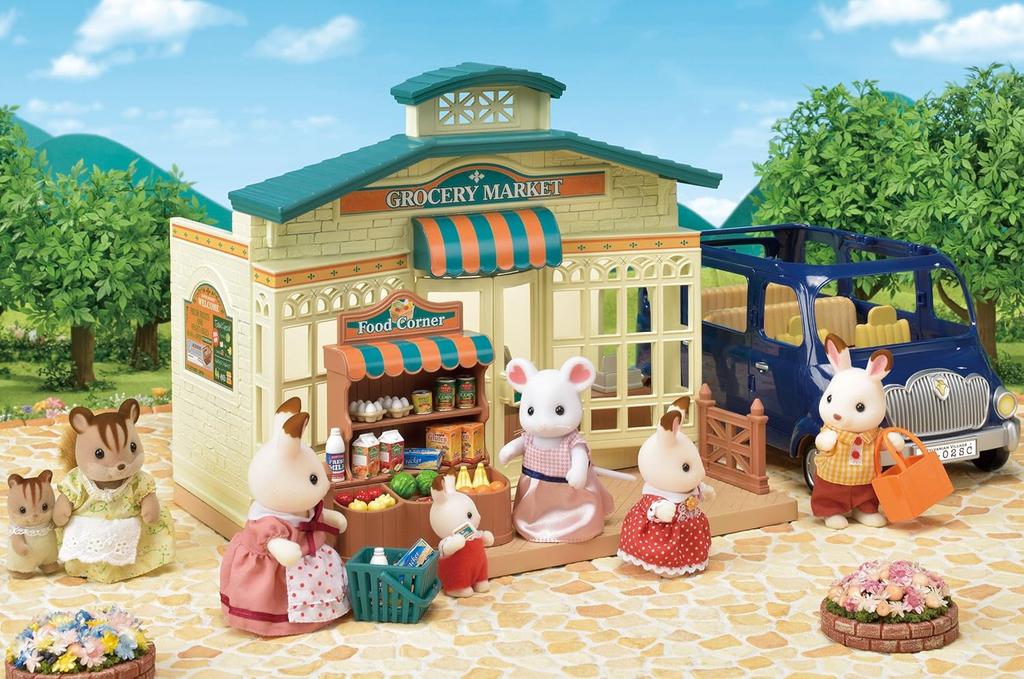 EPOCH Sylvanian Families Calico Critters Forest Market Shop Set Mi-86 ST Mark Certified Dollhouse Toy Ages 3+