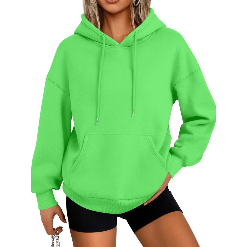 Women's Fashion Casual Solid Color Pocket Long Sleeve Hoodie