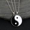 2Pcs Tai Chi Yin Yang Eight Trigrams Pendant Necklaces Set for Couple Copper Color Chain Matching Lover Choker Collar Gift