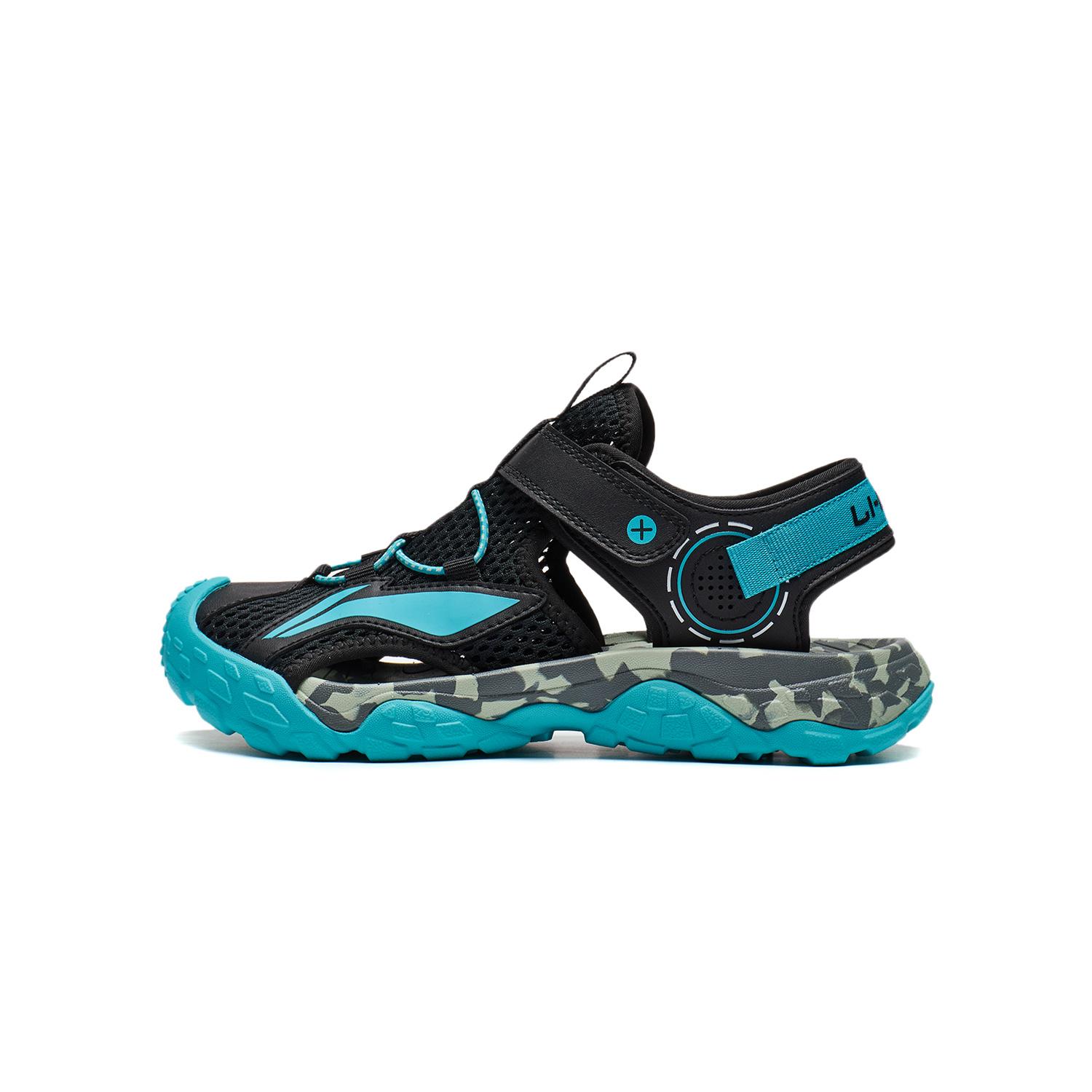 

Li Ning Детские спортивные повседневные сандалии из синтетической кожи, модные, простые, универсальные, легкие, амортизирующие, с низким верхом, детские сандалии, черные YKUT032-13A 35