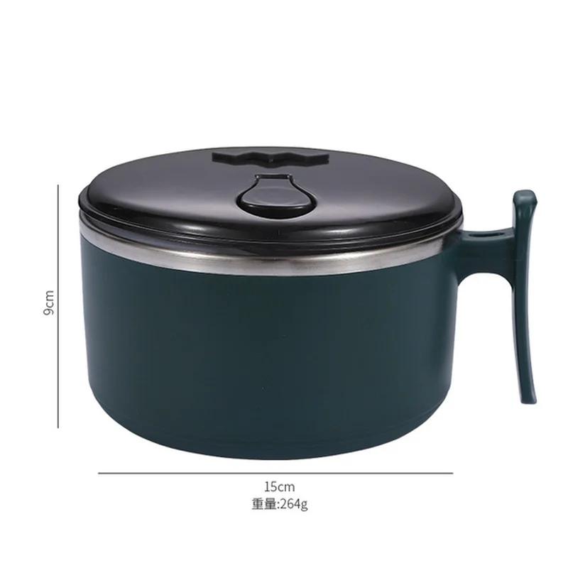 Namų ūkio nerūdijančio plieno momentinių makaronų dubenėlis su dangteliu, nešiojamas biuro darbuotojo, studento pietų dėžutė, ryžių dubenėlių rinkinys, pietų dėžutė