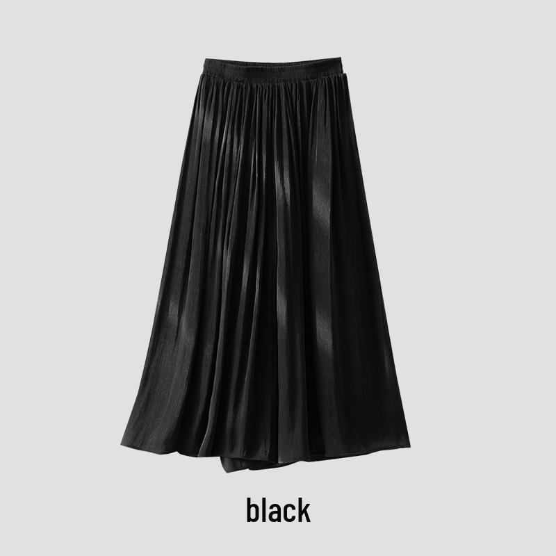 

Rongtai Women s High-Waisted Pleated Skirt Pants - Elegant, Slimming, Versatile Fashion Trousers 2026 Medium чёрный