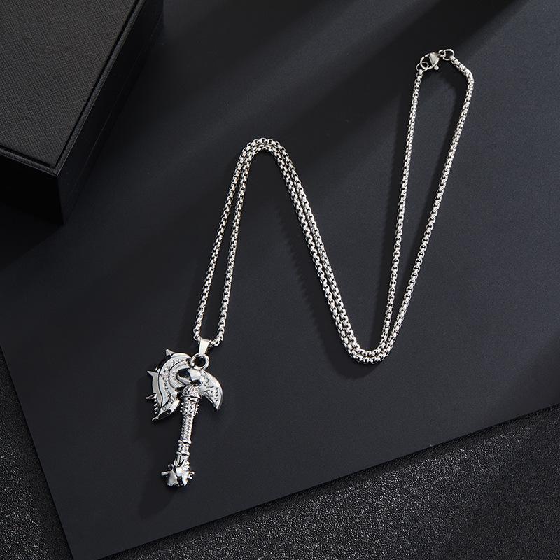 Nordic Viking Rune Axe Men's Stainless Steel Pendant Necklace