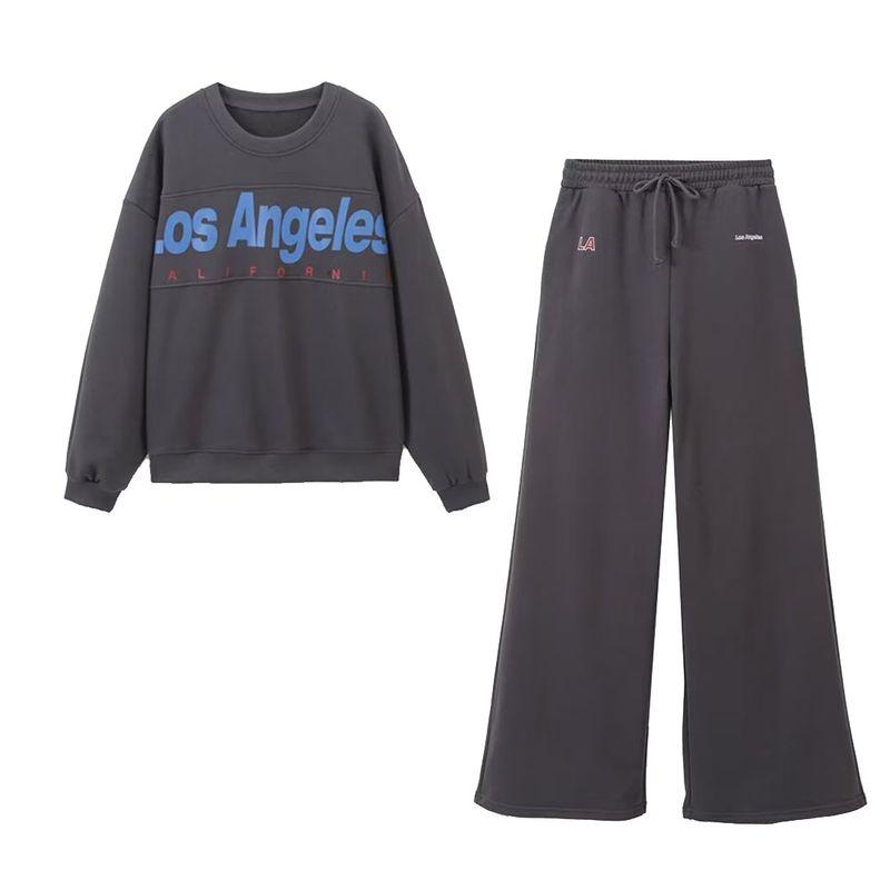 Kaslead New Arrival Women's Clothing Fashion Style Fashion Printing Washed Sweatshirt Pants 0347810 0347811