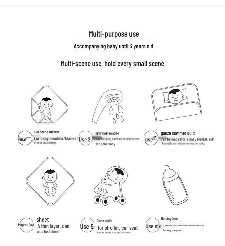 Bean Blanket: Pure Cotton Soft Gauze Baby Towel & Swaddle Quilt for Newborns and Children - Spring/Summer.