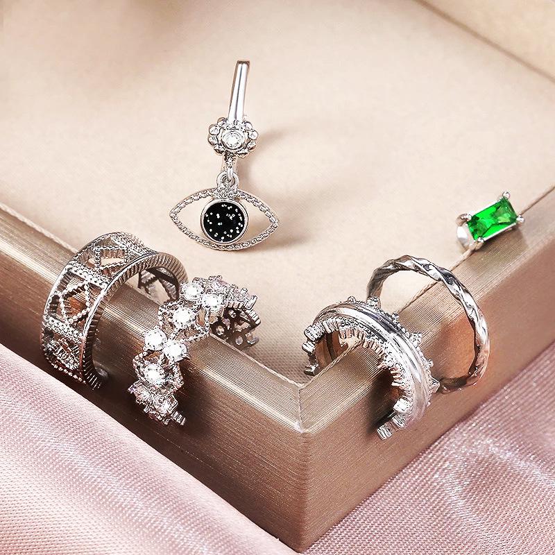 Best-Selling, Trendy 6-Piece Set, Women'S Stud Earrings, Ear Clips, Copper Inlaid Zircon Stud Earrings.