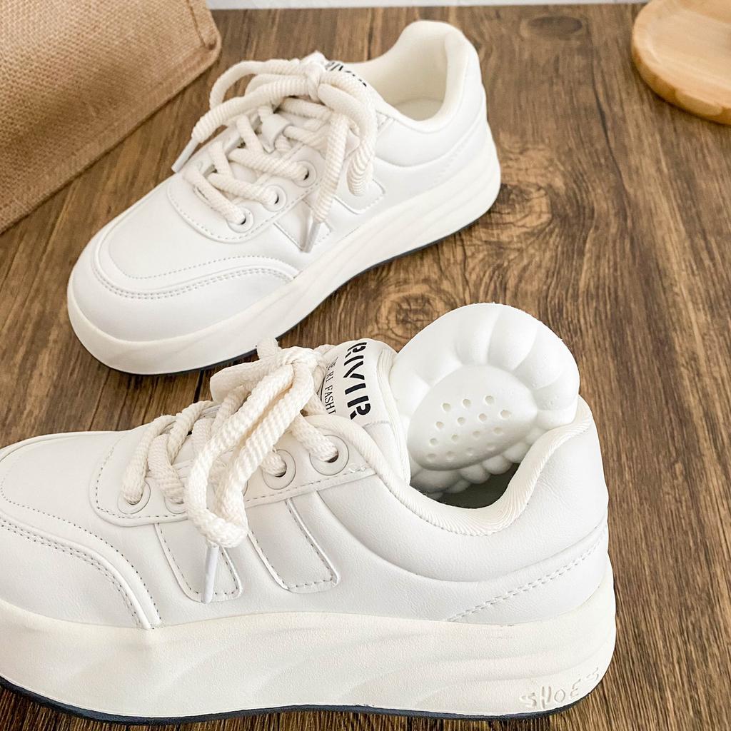 XY-A216 latex insole/platform white shoes women's shoes 2025 spring new board shoes bread shoes casual round head