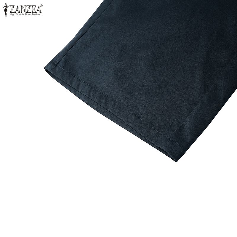 ZANZEA Women Casual Solid Color Loose Cropped Pants