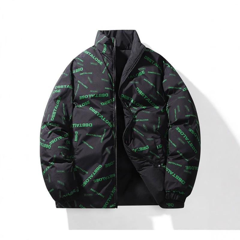 Mens Reversible Padded Jacket Winter Warm Stand Collar Casual Thick Cotton Coat Teens