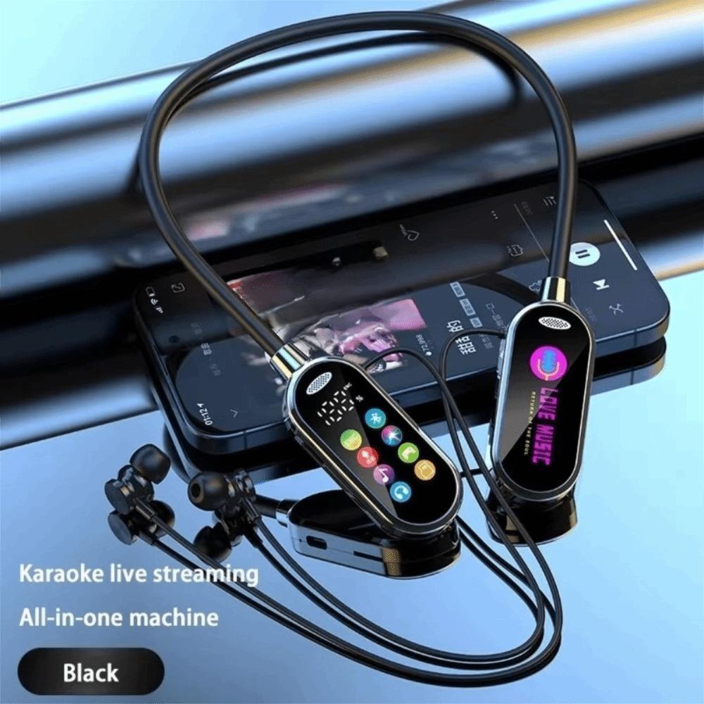 Color Screen Bluetooth 5.4 Earphone LED Display HiFi Stereo Neck-Hanging Earphone Noise Reduction HiFi Sound Wireless Headsets