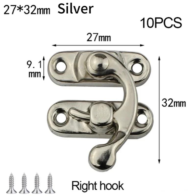 

10PCS Retro Metal Toggle Latch Wooden Box Gift Box Hardware Decoration Lock Buckle Jewelry Box Hardware Hook Lock with Screws