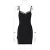 Sexy Women's Lace Edge Halter Dress Sleeveless Slim Split Short Dress
