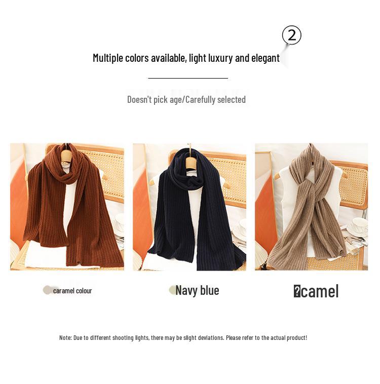 Women's 100% Pure Cashmere Scarf - Autumn/Winter Wheat Ear Knit, High-Grade Korean Style, Versatile, and Warm.