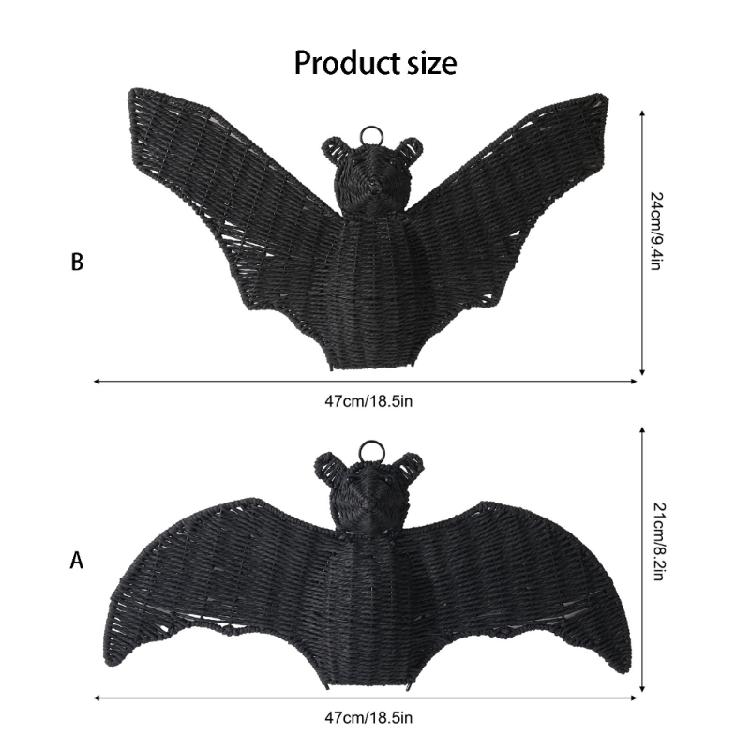 Halloween Bat Door Hanging Decoration, Black Paper Rope Wall Ornament for Window Ceiling Backdrops Home Display