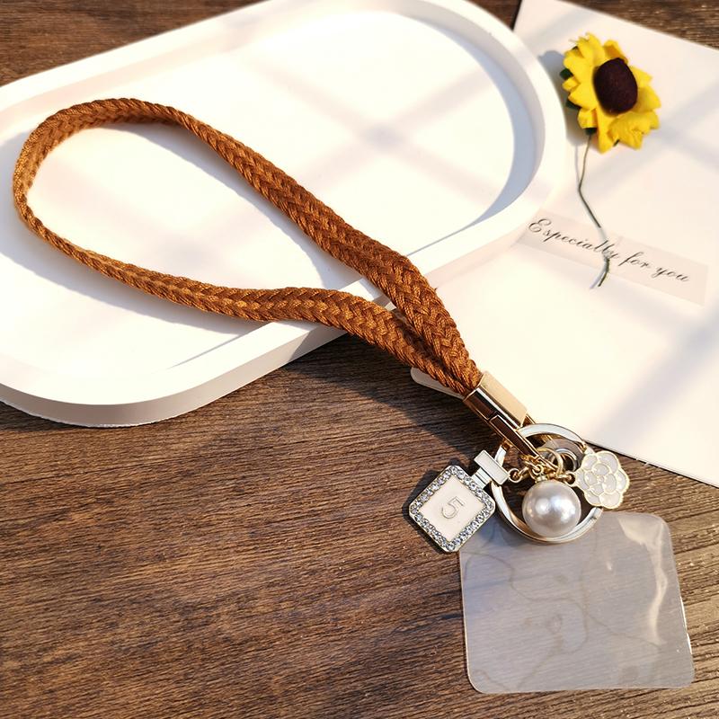 

Pure Color Woven Small Fresh Phone Lanyard Short Girls Short Korean Ins Wrist Rope Bracelet Anti-lost Cell Phone Lanyard Keyring