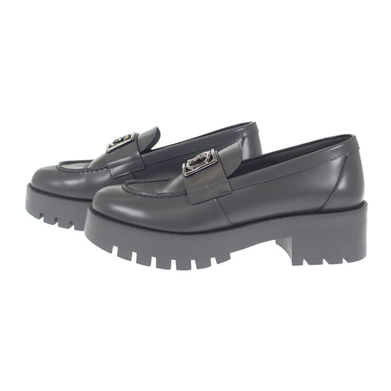 CHANEL  G45156 loafers gray leather Women