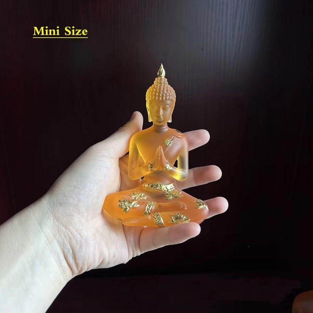Handmade Sitting Buddha Statue Transparent Mini Buddhism Ornament Resin Buddha Figurines  Home