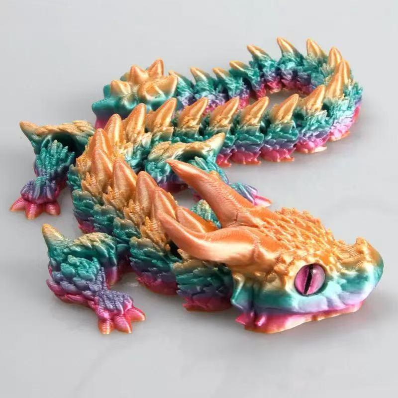 1PC 30CM 3D Printed Magic Dragon Movable Joint Fidget Toy Rotatable Articulated Office Desktop Ornament Adults Kid Toy Crafts
