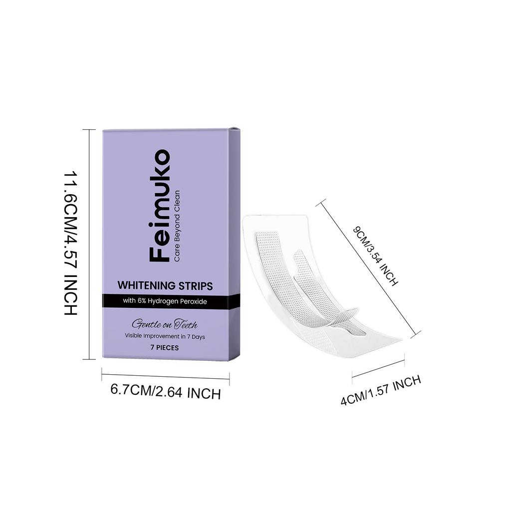 Feimuko Whitening Teeth Strips – Mint-Infused for Fresh Breath, Cleans & Protects, Invisible Fit & Portable