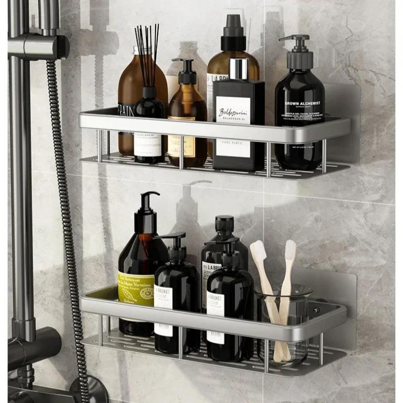 Bathroom Shelf Storage No Drill Wall Mounted Shampoo Bottle Shower Corner Rack Toilet Storage Rack Bathroom Kitchen Accessories