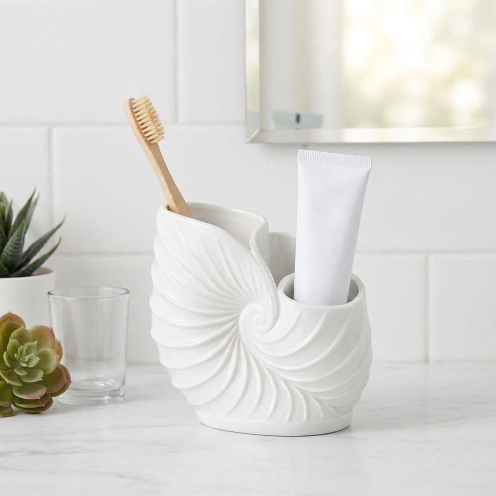 3D Printed Nautilus Toothbrush Holder Ocean Style Makeup Brush Organizer Bathroom