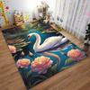 Elegant Swan with Pink Roses and Pond Scene Area Carpet Decor Suitable for Use As an Anti-slip for Living Room Bedroom Sofas