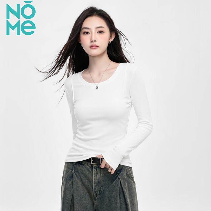 NOME Women's Ribbed Crew Neck Slim Fit T-Shirt