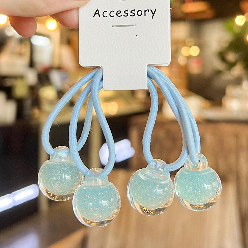 2pcs /set Cute Candy Color Ball Hair Tie For Girls Elastic Hair Rubber Band Kids Kawaii Hair Rope Baby Hairbands Child Headdress