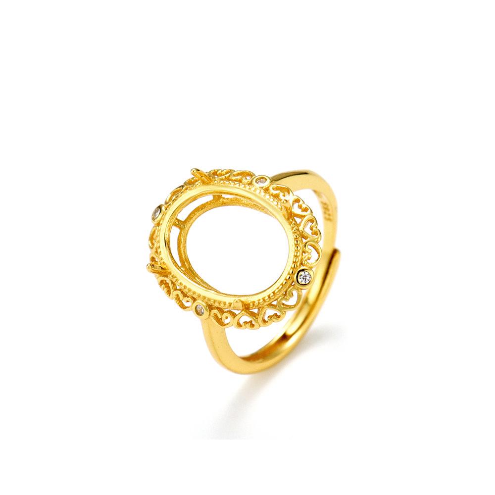 Посеребренное стерлинговое серебро S925 Регулируемая овальная оправа для кольца - Изысканная мода Роскошь Adjustable S925 Silver (jz237) 10*14