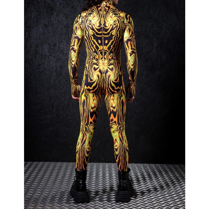 Unisex Cyber Punk 3D Digital Printing Halloween Party Role Play Outfit Women Men Cosplay Costume Carnival Jumpsuit