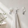 3 Crochets Muraux, Crochets à Manteaux Vintage en Métal et Résine Coquillage pour Salle de Bain Cuisine Entrée, Porte-Manteaux Décoratif Thème Plage avec Étoile de Mer Conque,