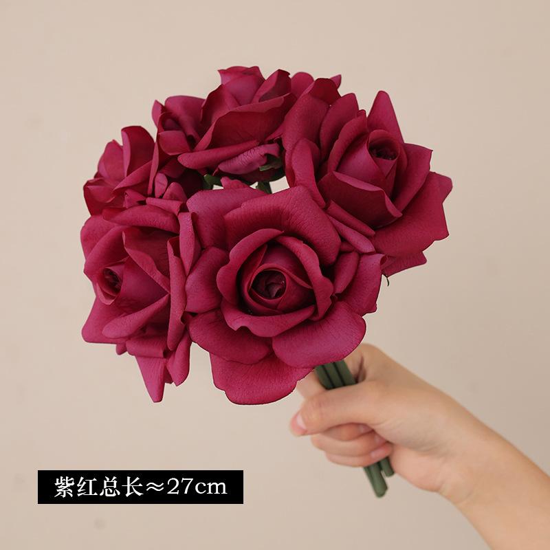 

Simulated moisturizing handle bundle curled corner rose ins European home furnishing hotel decorative flower arrangement ornament moisturizing rose фіолетовий